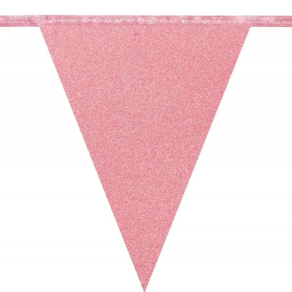 GUIRLANDE FANIONS CARTON 6M OR ROSE PAILLETÉ