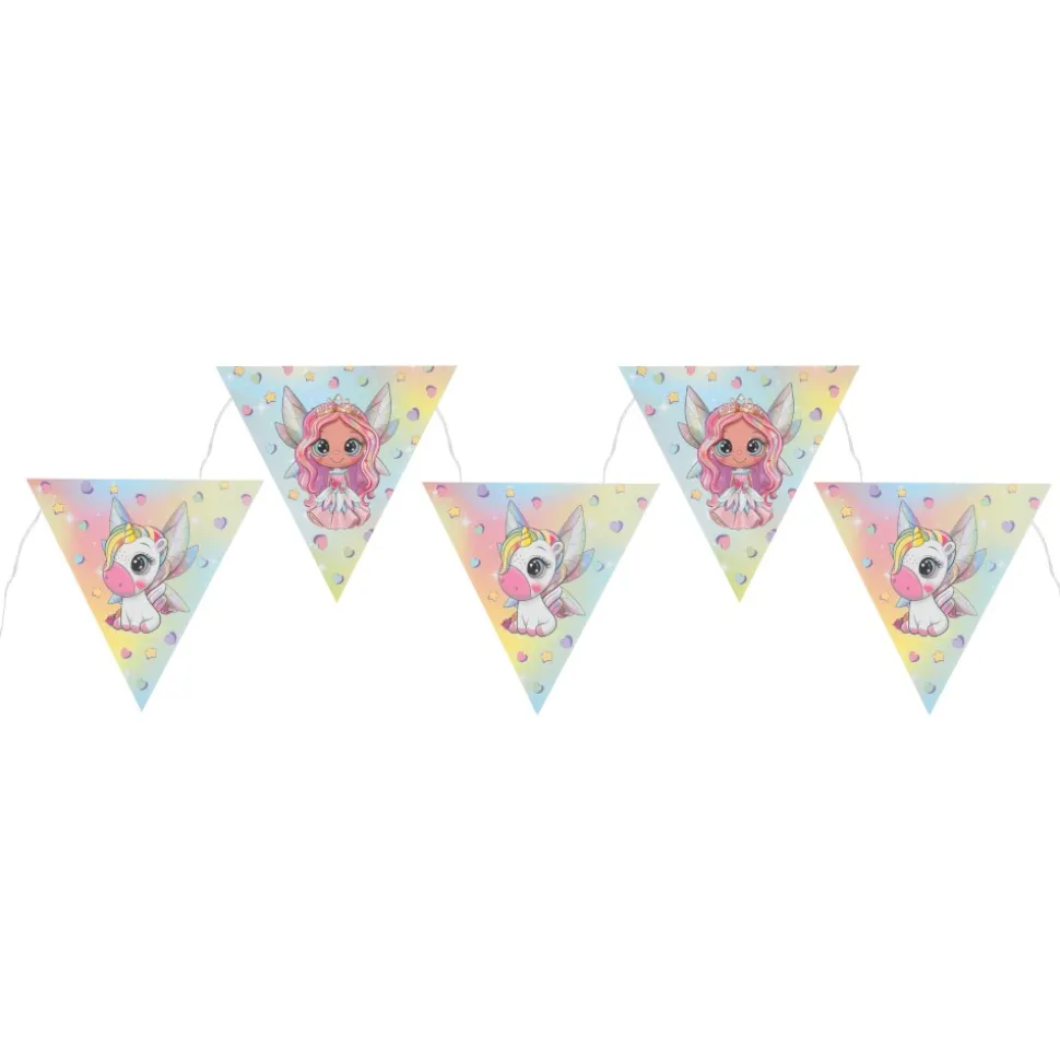 GUIRLANDE À FANIONS CARTON PETITE FÉE 5M COLORÉ