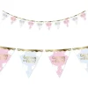 GUIRLANDE À FANIONS PAPIER GENDER REVEAL 3M