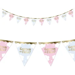 GUIRLANDE À FANIONS PAPIER GENDER REVEAL 3M