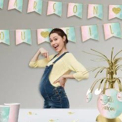 GUIRLANDE À FANIONS PAPIER GENDER REVEAL 5M