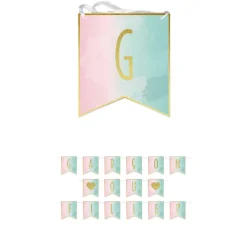 GUIRLANDE À FANIONS PAPIER GENDER REVEAL 5M