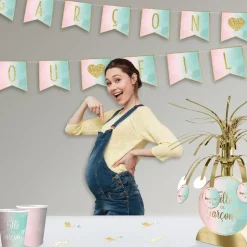 GUIRLANDE À FANIONS PAPIER GENDER REVEAL 5M