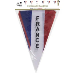 GUIRLANDE À FANIONS PLASTIQUE TRICOLORE FRANCE 5M