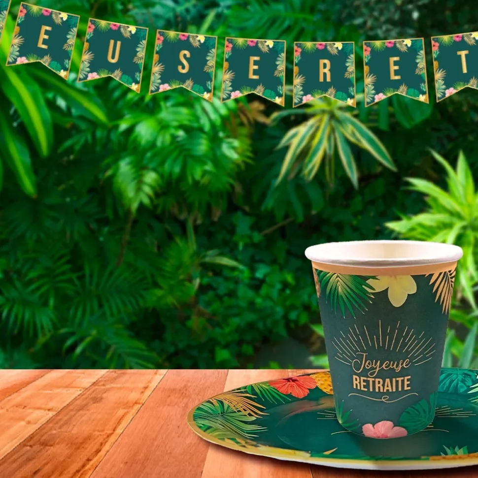 GUIRLANDE À FANIONS RETRAITE TROPICAL 5M VERT