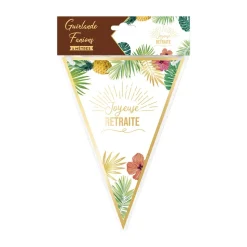 GUIRLANDE À FANIONS RETRAITE TROPICAL 3M BLANC
