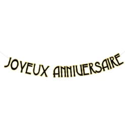GUIRLANDE LETTRES ANNIVERSAIRE GATSBY 6M OR NOIR