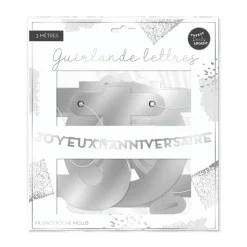 GUIRLANDE LETTRES ANNIVERSAIRE 3M ARGENT