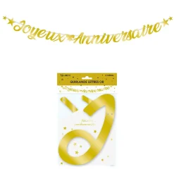 GUIRLANDE LETTRES ANNIVERSAIRE 6M OR PAILLETÉ
