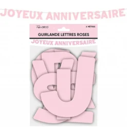 GUIRLANDE LETTRES ANNIVERSAIRE 4M ROSE
