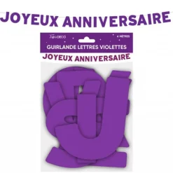 GUIRLANDE LETTRES ANNIVERSAIRE 4M VIOLET