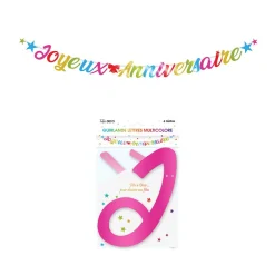 GUIRLANDE LETTRES MÉTALLIQUE 6M JOYEUX ANNIVERSAIRE MULTICOLORE