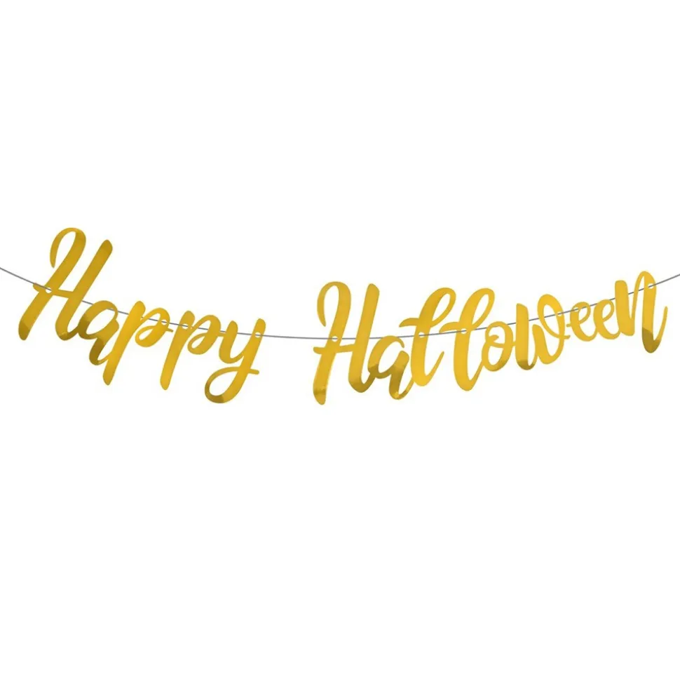 GUIRLANDE MÉTALLISÉE DORÉE HAPPY HALLOWEEN 250CM