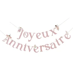 GUIRLANDE PAPIER ANNIVERSAIRE FAIRY WORLD 2M ROSE