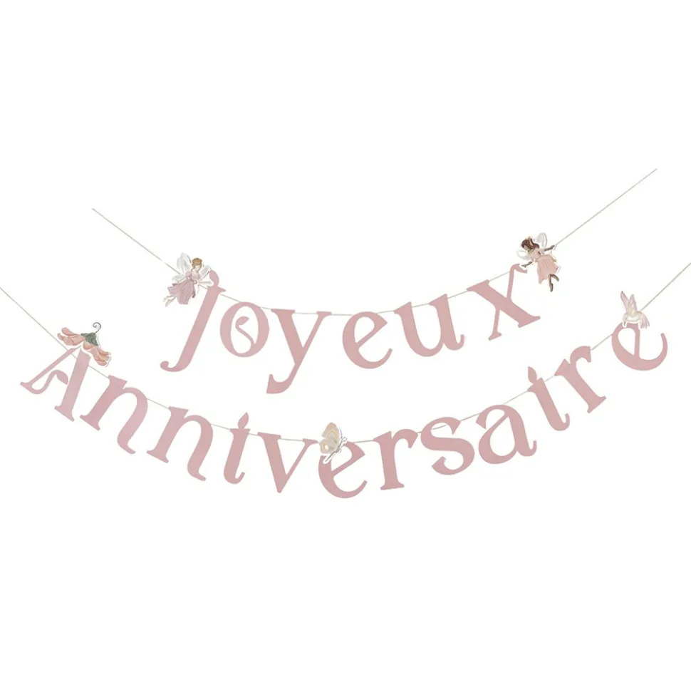 GUIRLANDE PAPIER ANNIVERSAIRE FAIRY WORLD 2M ROSE