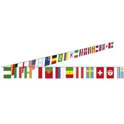 GUIRLANDE 32 PAVILLONS PAPIER DRAPEAUX MONDE 10M