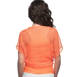 HAUT ORANGE FLUO DOUBLURE RÉSILLE FEMME