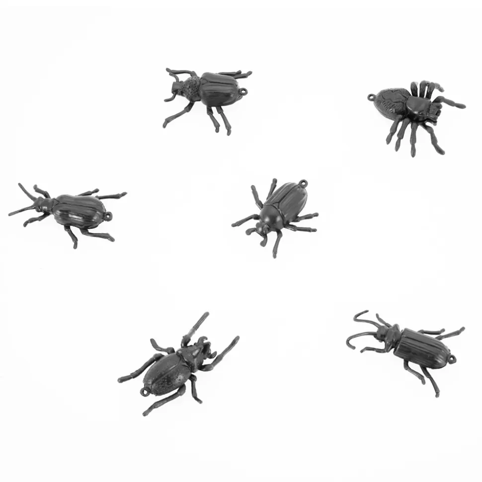 6 INSECTES DÉCO PLASTIQUE 6X4CM NOIR
