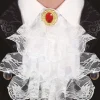 JABOT DENTELLE BLANC GEMME ROUGE ADULTE