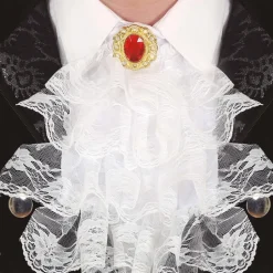 JABOT DENTELLE BLANC GEMME ROUGE ADULTE
