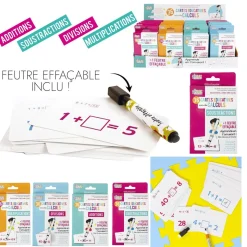 JEU 36 CARTES ÉDUCATIVES CALCUL FEUTRE EFFAÇABLE
