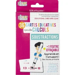 JEU 36 CARTES ÉDUCATIVES CALCUL FEUTRE EFFAÇABLE