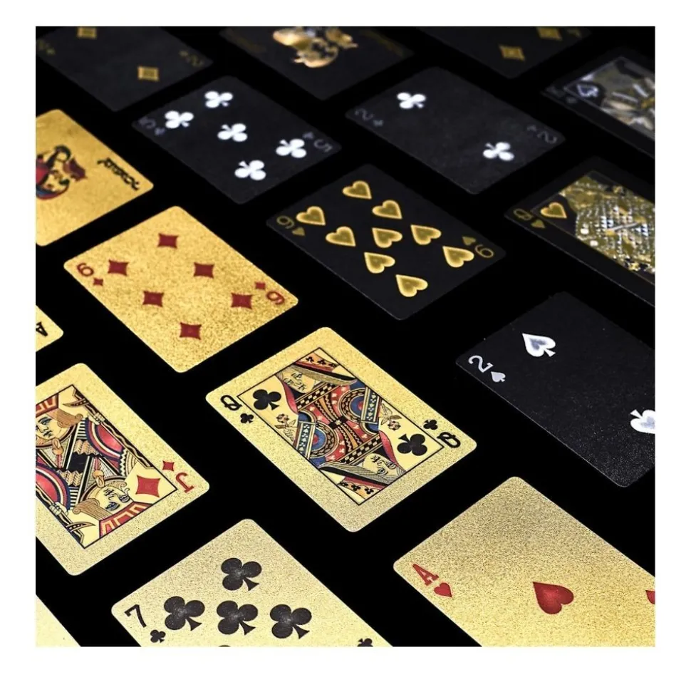 JEU 54 CARTES PREMIUM CASINO 5.9X9X2CM OR NOIR
