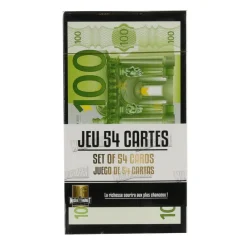 JEU DE 54 CARTES IMPRESSION VERSO EURO OU DOLLAR