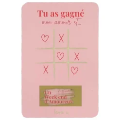 JEU À GRATTER 5 CARTES CARTON AMOUR 10X15CM ROSE
