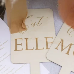 JEU MARIAGE ELLE LUI JOLIS BRINS PANCARTES BOIS