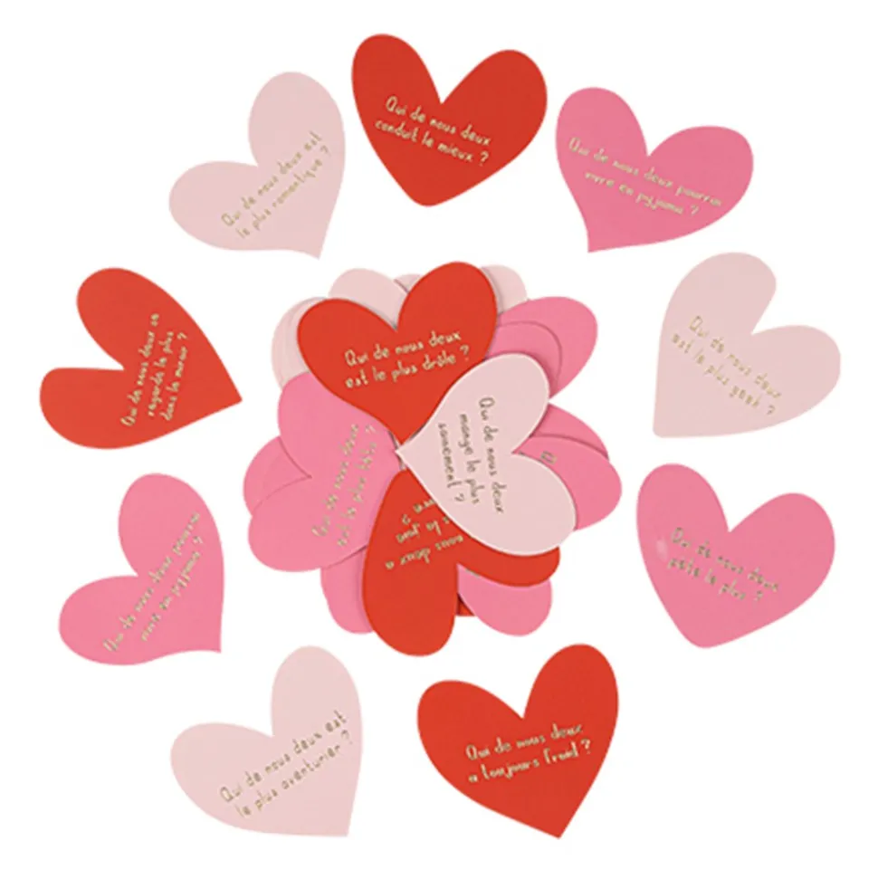 JEU 35 QUESTIONS C?'UR PAPIER LOVELY TIME 7CM ROSE