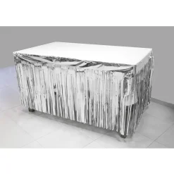 JUPE DE TABLE MÉTALLISÉ 74CMX4.20CM ARGENT