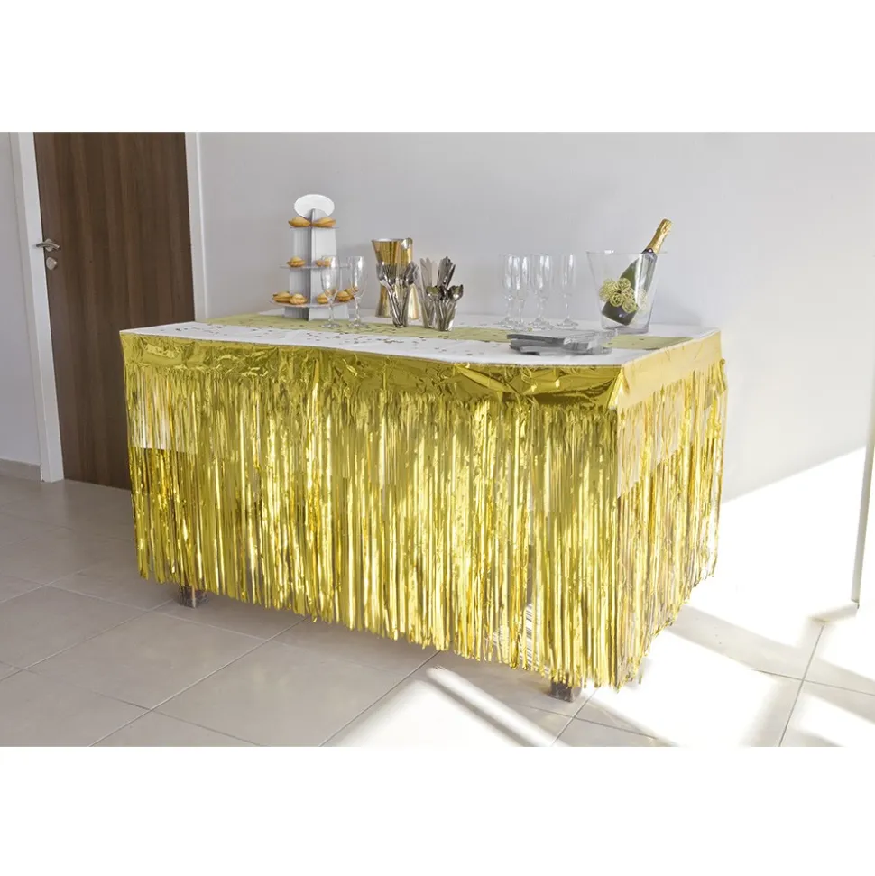 JUPE DE TABLE MÉTALLISÉ 74CMX4.20CM OR