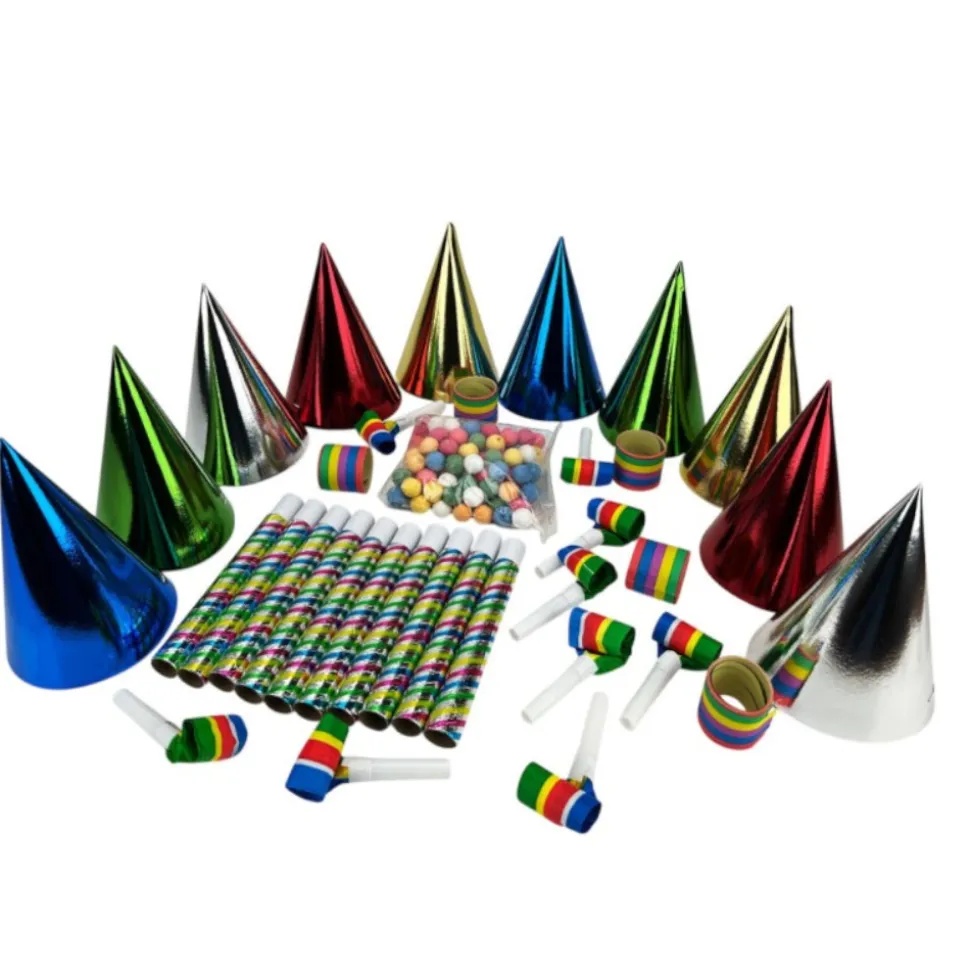 KIT DE FÊTE 10 PERSONNES COTILLONS COLORÉ MÉTAL