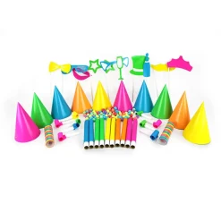 KIT DE FÊTE 10 PERSONNES COTILLONS FLUO