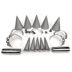 KIT DE FÊTE 10 PERSONNES COTILLONS ARGENT PAILLETÉ