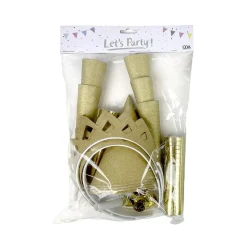 KIT DE FÊTE 10 PERSONNES COTILLONS OR PAILLETÉ