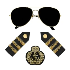 KIT DÉGUISEMENT CAPTAIN LUNETTES BADGE ÉPAULETTES
