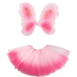 KIT DÉGUISEMENT FÉE AILES JUPON ROSE FILLE
