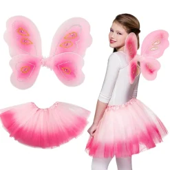 KIT DÉGUISEMENT FÉE AILES JUPON ROSE FILLE