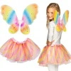 KIT DÉGUISEMENT FÉE AILES TUTU ARC-EN-CIEL FILLE