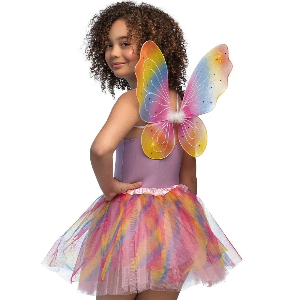 KIT DÉGUISEMENT FÉE AILES TUTU ARC-EN-CIEL FILLE