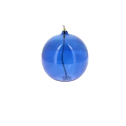 LAMPE À HUILE VERRE MÈCHE 12.5X13CM INDIGO