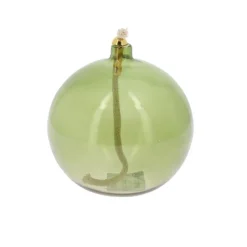 LAMPE À HUILE VERRE MÈCHE 10X10.5CM VERT PISTACHE