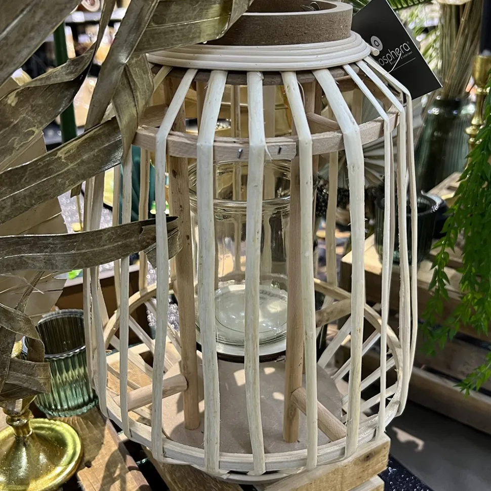LANTERNE BOIS RATTAN D25XH35CM NATUREL