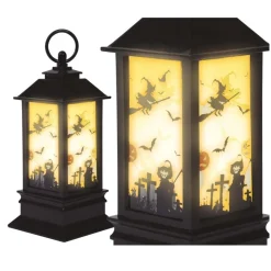 LANTERNE BOUGIE LED CIMETIÈRE HANTÉ 18X9CM NOIR