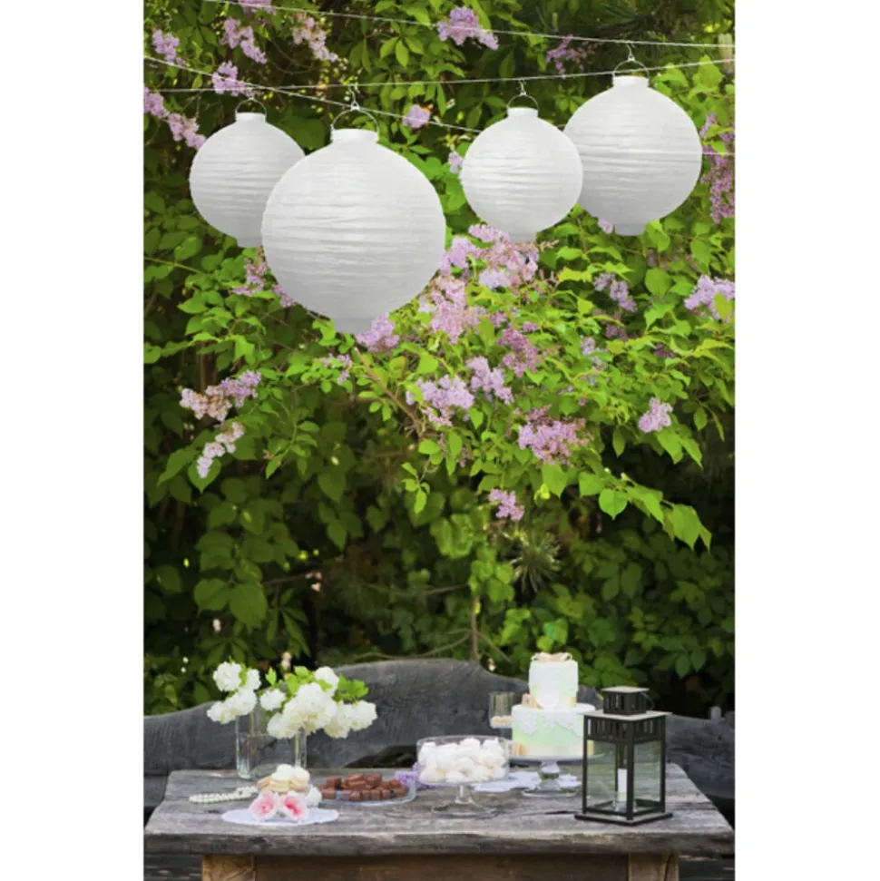 LANTERNE JARDIN PAPIER BLANC 20CM