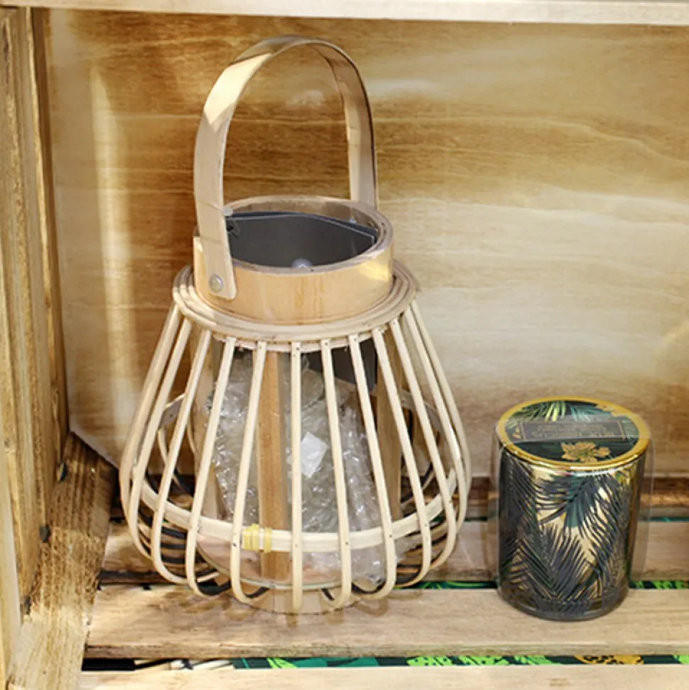 LANTERNE ROTIN D14.5XH16CM