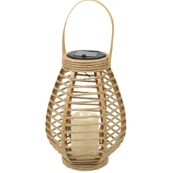 LANTERNE SOLAIRE EFFET BOUGIE 26.5CM NATURE
