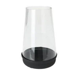 LANTERNE TEMPÊTE VERRE BASE MÉTAL NOIR MAT 16CM
